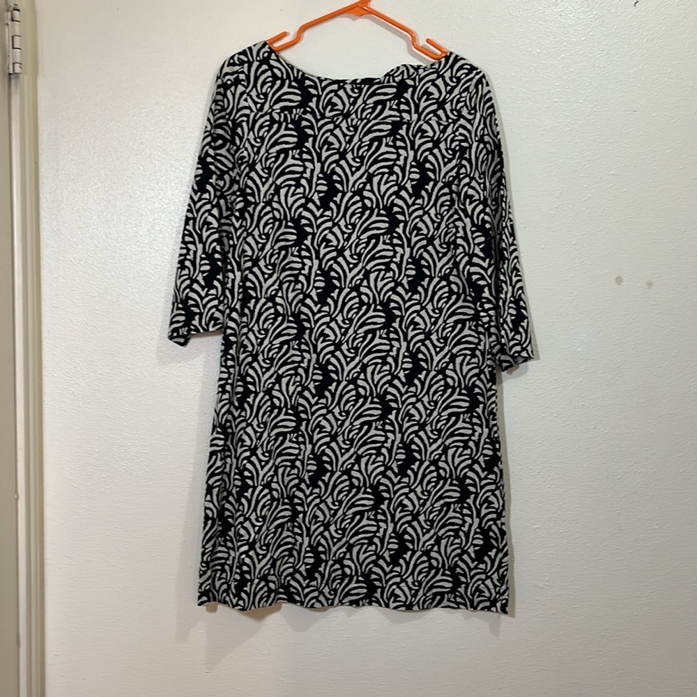 Indiska 3/4 sleeved black and white dress. Size Medium
